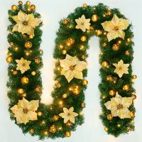 2.7M Christmas Decoration Wreath LED Rattan Garland Decorative Green Christmas Garland Artificial Xmas Tree Rattan Banner