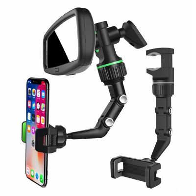 Car Phone Holder Multifunctional 360 Degree Rotatable Auto Rearview Mirror Seat Hanging Clip Bracket Cell Phone Holder for Car Car Mounts