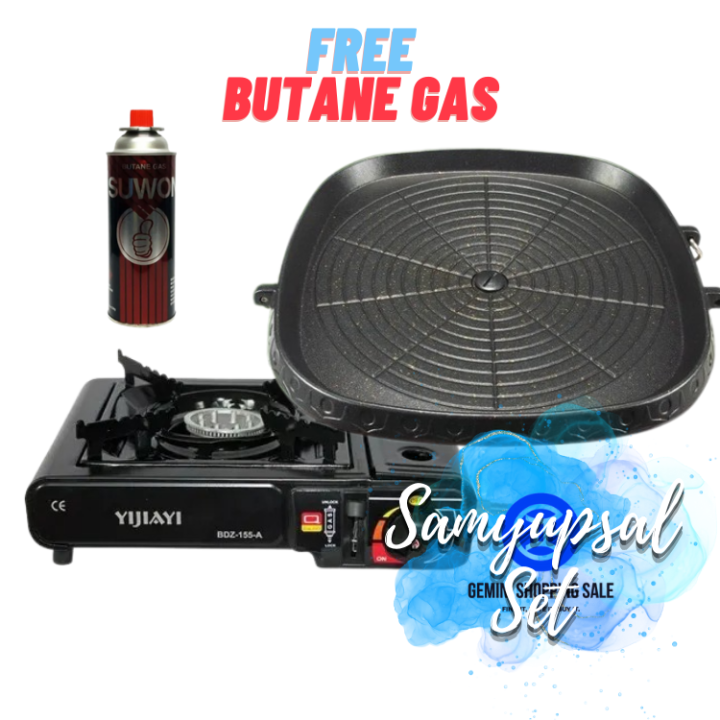 Samgyupsal Set Portable Butane Stove and Non Stick Griller Plate