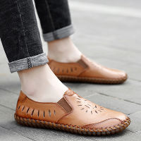 Mens Moccasins 2020 Summer Man Leather Shoes Slipons Male Boat Shoe Flat Loafers Breathable casual shoes