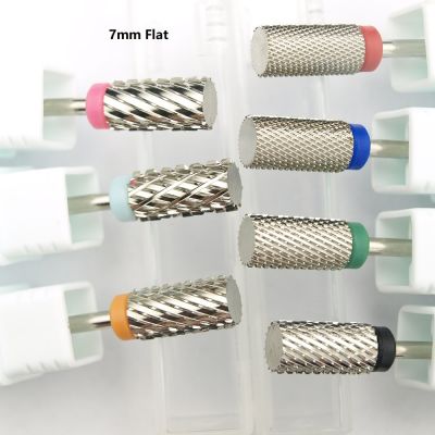 【DT】hot！ New 6.6mm Big Round Flat Top barrel Original Tungsten steel Carbide Manicure drill bit File Accessories