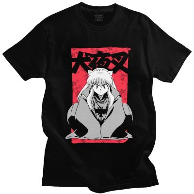 Vintage Feudal Demon Inuyasha T Shirt Short Sleeve Cotton T-Shirt Sesshoumaru Higurashi Kagome Tshirt Anime Cartoon Tee