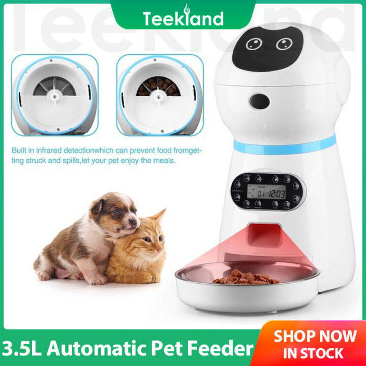 teekland-เครื่องจ่ายอาหารเครื่องให้อาหารสัตว์เลี้ยงอัตโนมัติ3-5ลิตรสำหรับแมวสุนัขตัวจับเวลาชามสแตนเลสให้อาหารสุนัขแมวสัตว์เลี้ยงอัตโนมัติ