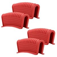 Thickened Silicone Pan Handle Cover Insulation Cover Pan Ear Clip Cast Iron Pan Frying Pan Wok Handle Holder Red 4PCS Potholders  Mitts   Cozies