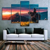 No Framed Canvas 5Pcs Wild Hunt Geralt of Rivia Game Wall Art HD Posters Home Decor Pictures Living Room Decoration Paintings