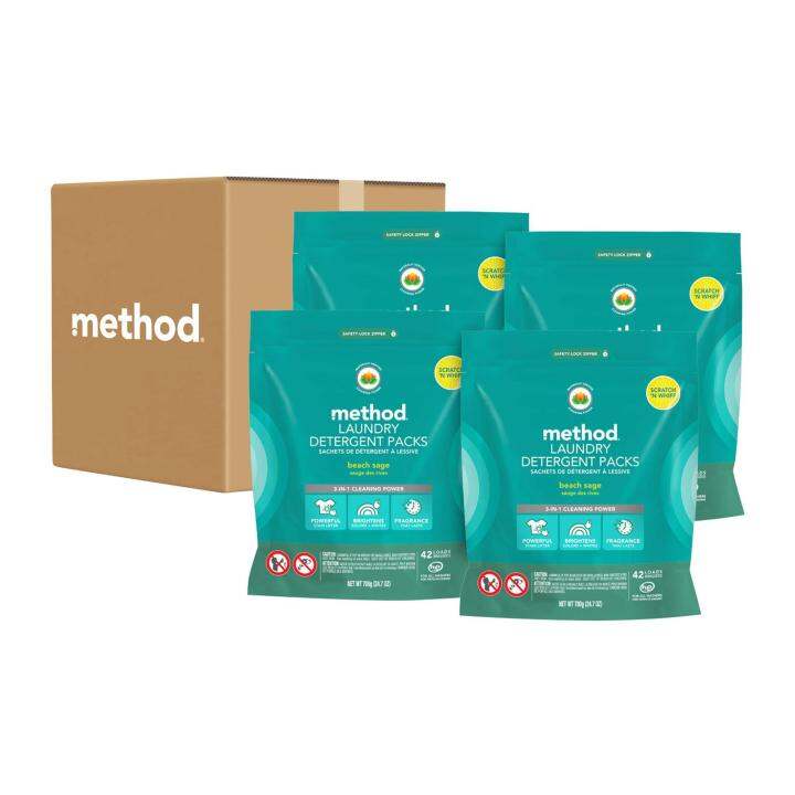 Method Laundry Detergent Packs / Pods Beach Sage Carton By