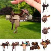 Horse Saddle Keychain Creative Acrylic Car Keychain Ornament Hangings Charm Bag Backpack Pendant Key Chain Ring Cowboys Gifts