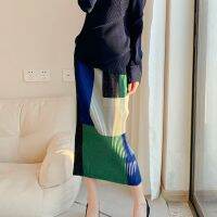 In the spring and autumn outfit new knitting bag hip skirts pencil skirt cultivate ones morality female split miyake fold fabrics opaque