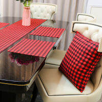 4pcs 30x40cm Christmas Decoration Plaid Cotton Placemat Fashion Fabric Table Mat Napkin Simple Design Kitchenware Tool