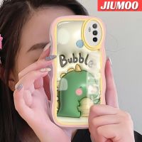 เคส JIUMOO สำหรับ OPPO A53 4G A53s 4G A11s A32 A33 2020 3D ไดโนเสาร์สีเขียวแฟชั่นที่สร้างสรรค์คลื่นเคสโทรศัพท์ปลอกโปร่งใสกันกระแทกนิ่มป้องกันเลนส์กล้องเคสซิลิโคนใส