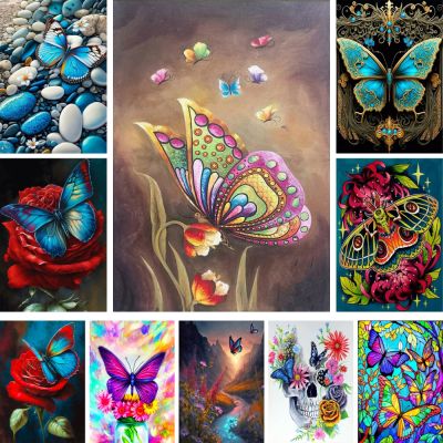 Butterfly Scenery Flowers Printed Fabric 11CT Cross-Stitch Embroidery Kit Sewing Craft Hobby Handmade Room Decor Mulina Needle