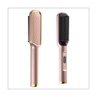 2-In-1 Electric Straightening Comb Straight Hair Straightener Comb Negative Anti-Scalding Curling Iron UK Plug A