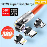 YEWAWA สายที่ชาร์จซิลิโคนข้อมูลแบบแม่เหล็ก3in1ชาร์จเร็วพิเศษ120W 6A สายเคเบิล USB Type-C IOS Micro สำหรับไอโฟนหัวเหว่ย Xaiomi