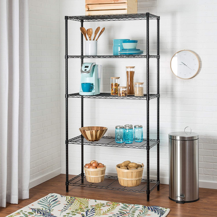 [SG Stock] 5 Tier Adjustable Metal Rack Shelving Storage Wire Shelving
