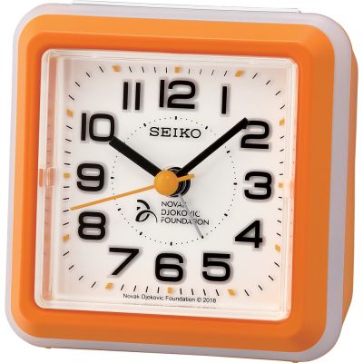 SEIKO CLOCK Novak Djokovic Foundation Special Edition นาฬิกาปลุก รุ่น QHE908E สีส้ม (Matt Orange) // QHE908K สีดำ (Matt Black) - รับประกันศูนย์1ปี