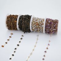 【DT】hot！ 1M 316L 3-10mm Irregular Stone Clip Beads 18K Gold Chain for Jewelry Necklace Make