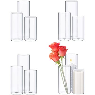 Glass Cylinder Vases Glass Flowers Vase Clear Table Centerpieces Decorative Floating Candles Holders for Wedding Party Event