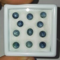 พลอย สตาร์ ไพลิน แซฟไฟร์ ธรรมชาติ แท้ ( Natural Star Sapphire ) จำนวน 11 เม็ด หนักรวม 10.54 กะรัต