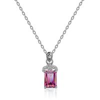 BIJOX STORY Luxury 1 Carat S925 Sterling Silver Moissanite Necklace for Women Simple Style Square Shape Pendant Necklace Jewelry