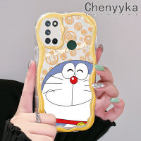 เคส Chenyyka สำหรับ Realme 7 Pro C17 7i Narzo 20 Pro การ์ตูนโดราเอมอนน่ารักสำหรับผู้ชายและผู้หญิงเนื้อครีมขอบคลื่นปกป้องกล้องเคสโทรศัพท์โปร่งใสเคสซิลิโคนอ่อนชัดเจน