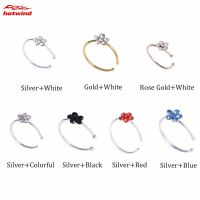 HW Fashion Plum Blossom Rhinestones C-shaped Nose Rings Body Piercing Accessories