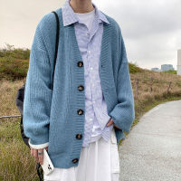 Men Cardigan Autumn 2021 Male Outwear Tops Sweaters Knit Solid Loose Casual Preppy Style Korean Fashion Knitwear Coat Pull Homme