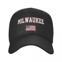 หมวกเบสบอล Milwaukee America Flag USA United States City Wild Sun Shade Peaked Adjustable Outdoor Caps