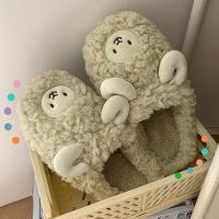 High Quality Winter New Cotton Plush Sheep Slippers Women Indoor Wear Soft Thick Cover Heel Non-Slip Warm Cute Design Fashion