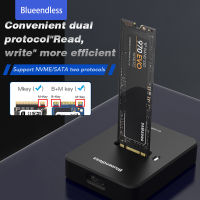 Blueendless Dual Protocol M.2 SATA NVME SSD Enclosure Docking Station M.2 to USB C 3.2 GEN2 10Gbps Docking Station Portable External SSD Enclosure for M.2 M Key &amp; M/B Key SSD 2230 2242 2260 2280 Hard Drives Support Windows XP 7 8 10, MAC OS