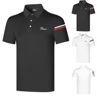 Titleist Malbonnesit J.lindeberg Mizuno 2023ใหม่เสื้อกอล์ฟแขนสั้นยืดหยุ่นเสื้อสำหรับผู้ชายกีฬากอล์ฟแขนสั้นแบบแห้งเร็วไม่มีเหล็กสำหรับผู้ชายเสื้อยืดกันเหงื่อ