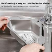 【CC】 Drain Basket Sink Filter Shelf Fruit Vegetable Drainer Storage Rack Bar with Cup