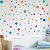 Rainbow Color Dots Star Wall Sticker For Kids Room Children Home Decor Decals Creative Removable Living Room DIY Vinyl Stickers Wall Stickers  Decals