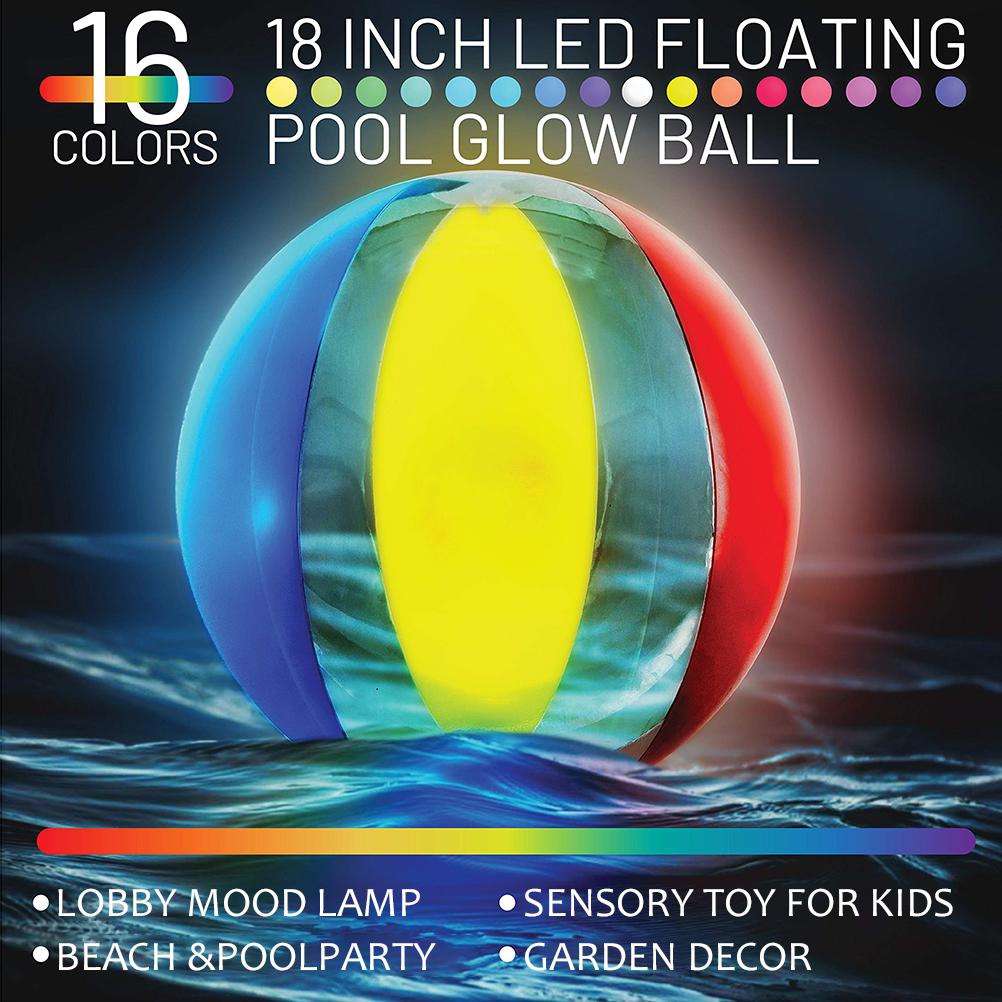 Pool Games for Adults Kids Great for Beach Pool Party Outdoor Games Decorations 16 Light Colors Glow Ball with 4 Light Modes Pool Toy 18 Inflatable LED Light Up Beach Ball with Remote 