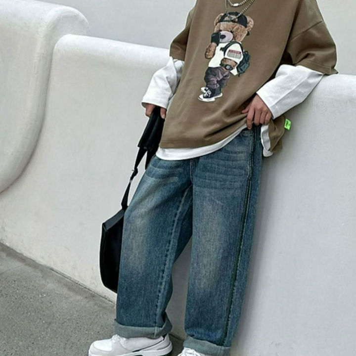 amila-กางเกงยีนส์-boys-lazy-style-หลวม-สไตล์เกาหลี-เสื้อผ้าเด็ก-กางเกงเด็ก