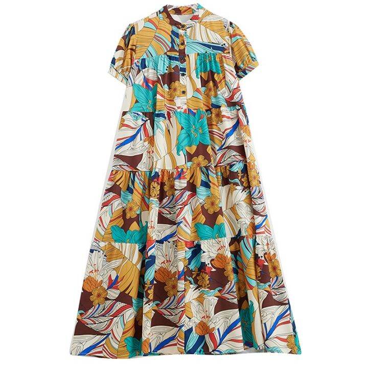 xitao-print-dress-loose-folds-summer-casual-fashion-dress