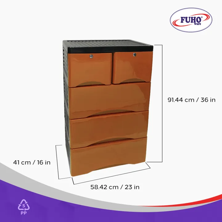 Chest Drawer 4 Layers (Plastic Storage Drawer) with lock and wheels