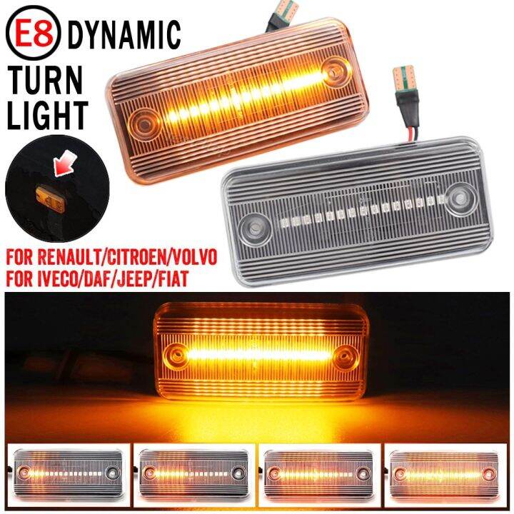 Dynamic LED Side Marker Lamp Turn Signal Lights For Renault Volvo FL/FE