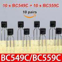 10 คู่ (10pcs BC549C + 10pcs BC559C) BC549 BC559 TO-92 ทรานซิสเตอร์ชนิด NPN 100mA 30V 0.1A ใหม่เดิม