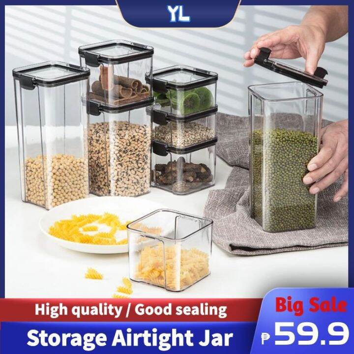 【YL】Airtight Dry Food Container Jar Canister Cookies Cereal Pasta Candy ...