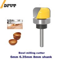 1 / 3Pcs 6mm / 6.35mm / 8mm Shank Bowl Tray Router Bit 1-1 / 8－เส้นผ่านศูนย์กลางรอบจมูกกัดตัดไม้มุมปัดเศษเราเตอร์