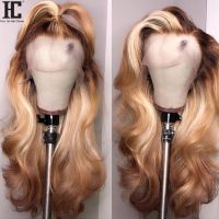 13x4 Lace Front Human Hair Wig Brazilian Body Wave Remy 150% 4/27 Ombre Human Hair Lace Wigs With Baby Hair Pre Plucked HC Gift ของขวัญ