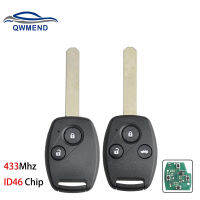 QWMEND 23 Button Car Remote Key for Honda CR-V CRV Civic Insight Ridgeline Accord 2003-2009 Car Key ID46 Chip 433Mhz