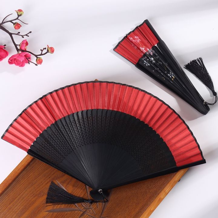 red-black-hand-held-bamboo-folding-fan-dance-folding-chinese-japanese-charming-elegant-vintage-retro-style-women-gifts