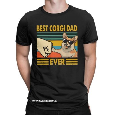 Mens T-shirt Best Corgi Dad Ever Funny Corgi Owner T-shirt Cool Cotton T-shirt Animal Dog Round Collar Outerwear Gift