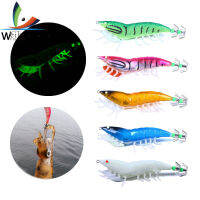 Weihe 1ชิ้น Luminous กุ้งปลาหมึกเหยื่อ12ซม. 23G Jig Fishing Lures Hooks