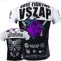 VSZAP Rose Boxing Training (สต็อกเพียงพอ) T-Shirt MMA Tee Kickboxing Muay Thai Training Fightwear Cotton Breathable Gym Running T Shirt s-5xlคุณภาพสูง size:S-5XL