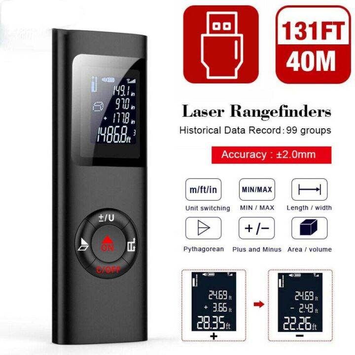Handheld Digital Laser Point Distance Meter Tape Range Finder Measure