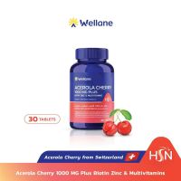 WELLANE Acerola Cherry 1000 mg Plus Biotin Zinc &amp; Multivitamins เสริมภูมิคุ้มกัน บำรุงผิว เล็บ ผม