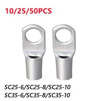 10/25/50pcs SC Type Wire Nose Terminals SC25 SC35 Bare Copper Battery Block Lugs Hole ID 6mm 8mm 10mm Crimp Cable End Connectors Electrical Circuitry