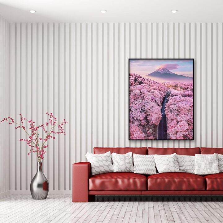 30x40ซม-ภาพวาดดอกไม้เพชรcherry-blossom-diyเพชรภาพวาดrhinestoneเจาะเต็มรอบhome-decor